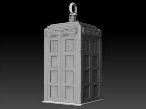 TARDIS earring, rendered view.