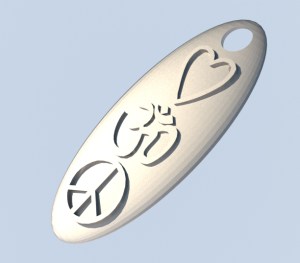Ohm, Love, Peace Pendant, render Ohm, Love, Peace Pendant, render