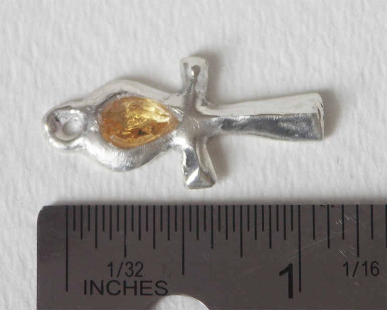 Pure Silver Ankh with Citrine