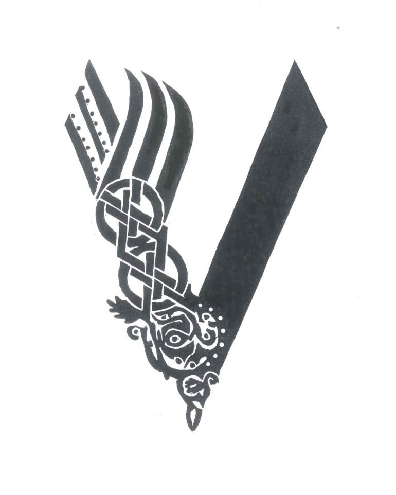 Vikings linocut print